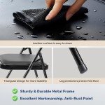 Folding Chairs with Leather Cushions - 2 Pack