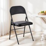 Folding Chairs with Leather Cushions - 2 Pack