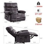 Oversized Flannel Recliner Chair with Massage & Pockets