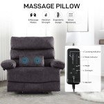 Oversized Flannel Recliner Chair with Massage & Pockets