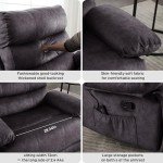 Oversized Flannel Recliner Chair with Massage & Pockets