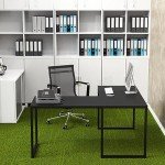 Black 55-Inch L-Shaped Corner Desk for Home Office