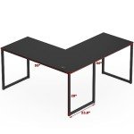 Black 55-Inch L-Shaped Corner Desk for Home Office