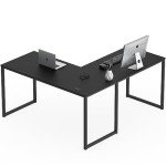 Black 55-Inch L-Shaped Corner Desk for Home Office