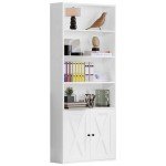Industrial 6-Shelf Floor Standing Bookcase with Doors