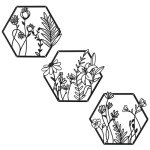 3-Piece Black Metal Flower Wall Decor Set
