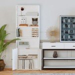 Industrial 6-Shelf Floor Standing Bookcase with Doors