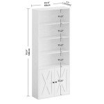 Industrial 6-Shelf Floor Standing Bookcase with Doors