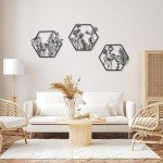 3-Piece Black Metal Flower Wall Decor Set