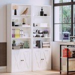 Industrial 6-Shelf Floor Standing Bookcase with Doors