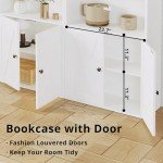 Industrial 6-Shelf Floor Standing Bookcase with Doors
