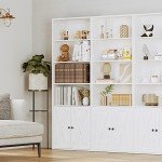 Industrial 6-Shelf Floor Standing Bookcase with Doors
