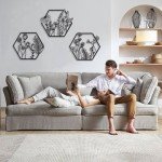 3-Piece Black Metal Flower Wall Decor Set