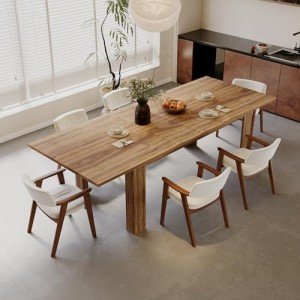 Expandable Wooden Dining Table for 6-8 People
