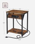VASAGLE Rustic End Tables with Charging Station, Set of 2