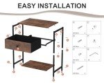 Kerisgo Rustic Brown Night Stand with Fabric Drawer