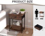 Kerisgo Rustic Brown Night Stand with Fabric Drawer