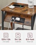 VASAGLE Rustic End Tables with Charging Station, Set of 2