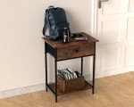 Kerisgo Rustic Brown Night Stand with Fabric Drawer