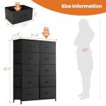 Tall 10-Drawer Dresser with Fabric Bins