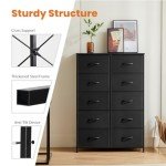 Tall 10-Drawer Dresser with Fabric Bins