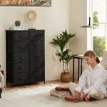 Tall 10-Drawer Dresser with Fabric Bins