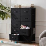 Tall 10-Drawer Dresser with Fabric Bins