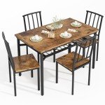 Brown Kitchen Table and Chairs Set for Small Spaces