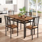 Brown Kitchen Table and Chairs Set for Small Spaces