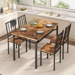Brown Kitchen Table and Chairs Set for Small Spaces