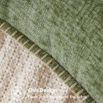 Sage Green Chenille Throw Pillow Covers - Set of 2