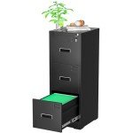 Black Metal 3 Drawer Locking File Cabinet