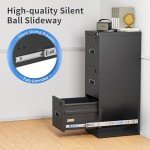 Black Metal 3 Drawer Locking File Cabinet