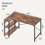 L-Shaped Computer Desk with Reversible Shelves
