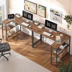 L-Shaped Computer Desk with Reversible Shelves
