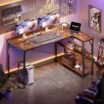 L-Shaped Computer Desk with Reversible Shelves