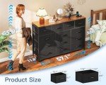 Black Vintage Dresser with Charging Station and Shelves