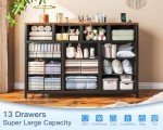 Black Vintage Dresser with Charging Station and Shelves