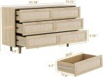 Angel Sar 51" Rattan 6 Drawer Dresser
