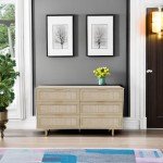 Angel Sar 51" Rattan 6 Drawer Dresser