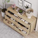 Angel Sar 51" Rattan 6 Drawer Dresser