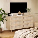 Angel Sar 51" Rattan 6 Drawer Dresser