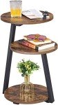 Rustic Brown Round End Table with Metal Frame