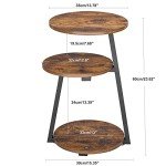 Rustic Brown Round End Table with Metal Frame
