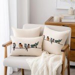 Teal Blue Hand-Painted Lumbar Throw Pillow