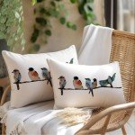 Teal Blue Hand-Painted Lumbar Throw Pillow