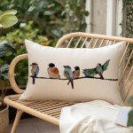 Teal Blue Hand-Painted Lumbar Throw Pillow
