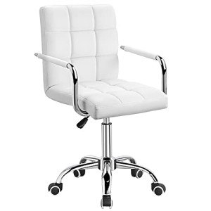 Stylish Adjustable White Mid-Back Office Chair
