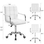 Stylish Adjustable White Mid-Back Office Chair