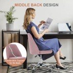 Modern Pink Rolling Office Desk Chair with Comfort